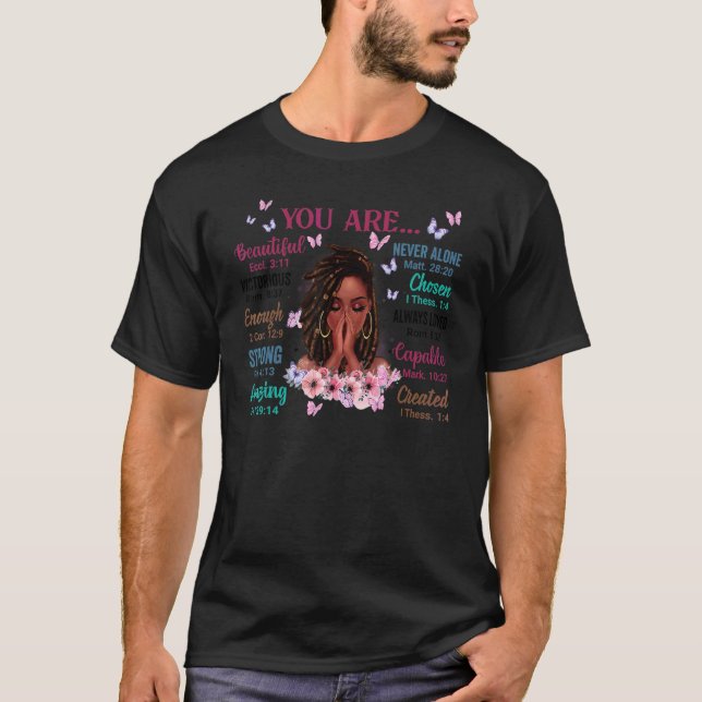 Black Girl Gud säger att jag är Afro Woman Christi T Shirt (Framsida)