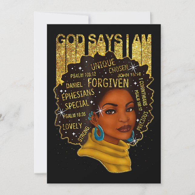 Black Girl Gud säger att jag är Black Melanin Hist Inbjudningar (Framsida)