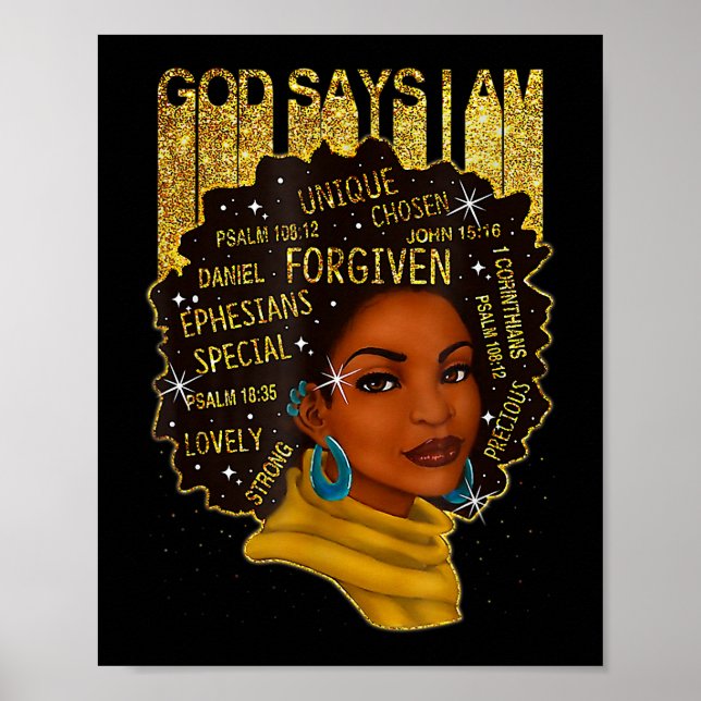 Black Girl Gud säger att jag är Black Melanin Hist Poster (Framsidan)