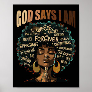 Black Girl Gud säger att jag är Black Melanin Hist Poster