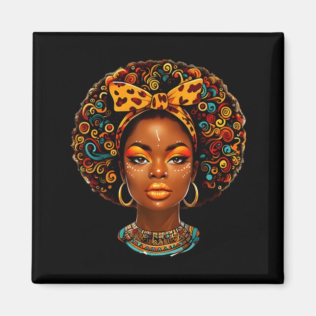 Black Girl Magic Afro Melanin Queen African Americ Magnet (Framsidan)