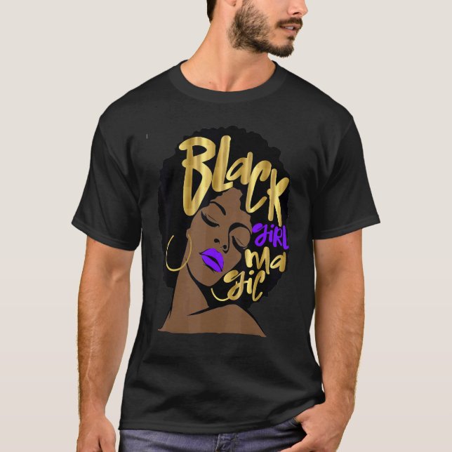 Black Girl Magic Afro Woman Lila Violet Diva Mel T Shirt (Framsida)