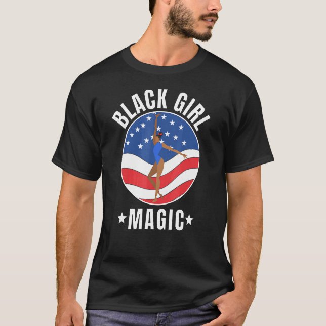 Black Girl Magic American Gymnastics Gymnast Usa T T Shirt (Framsida)