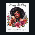 Black Girl Magic Birthday Sista Melanin Woman Helg Vykort<br><div class="desc">Grattis på födelsedagen Bevackra Black Queen Melanin Sista</div>