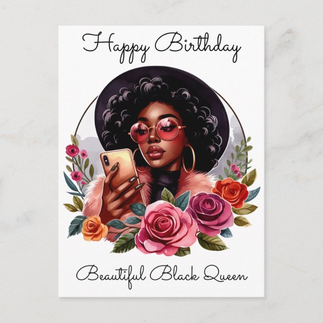Black Girl Magic Birthday Sista Melanin Woman Helg Vykort (Framsida)