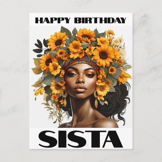 Black Girl Magic Birthday Sista Melanin Woman Helg Vykort (Framsida)