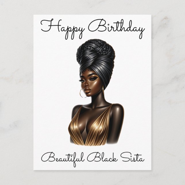 Black Girl Magic Birthday Sista Melanin Woman Post Helg Vykort (Framsida)