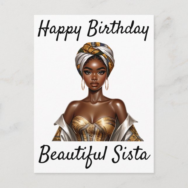 Black Girl Magic Birthday Sista Melanin Woman Post Inbjudan Vykort (Framsida)
