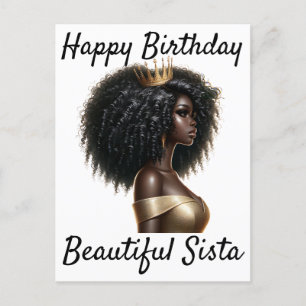Black Girl Magic Birthday Sista Melanin Woman Post Meddelande Vykort