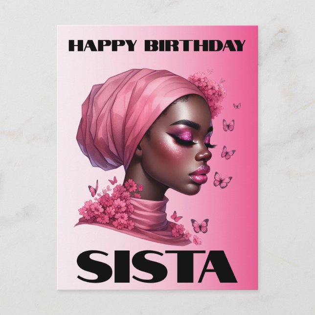 Black Girl Magic Birthday Sista Melanin Woman Vykort (Framsida)