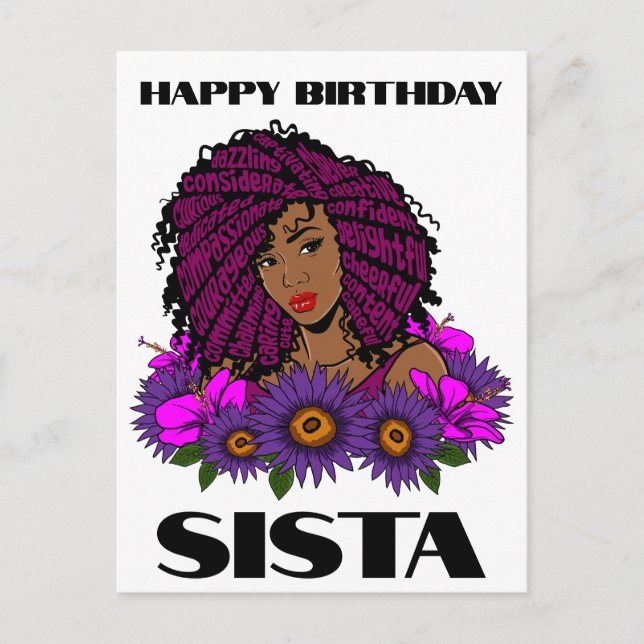 Black Girl Magic Birthday Sista Melanin Woman Vykort (Framsida)