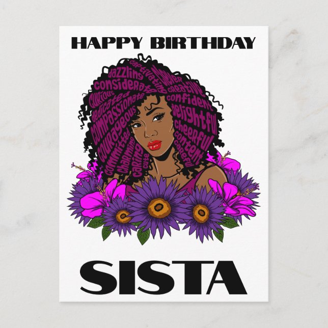 Black Girl Magic Birthday Sista Melanin Woman Vykort (Framsida)