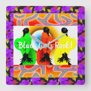 Black Girl Magic Fyrkantig Klocka
