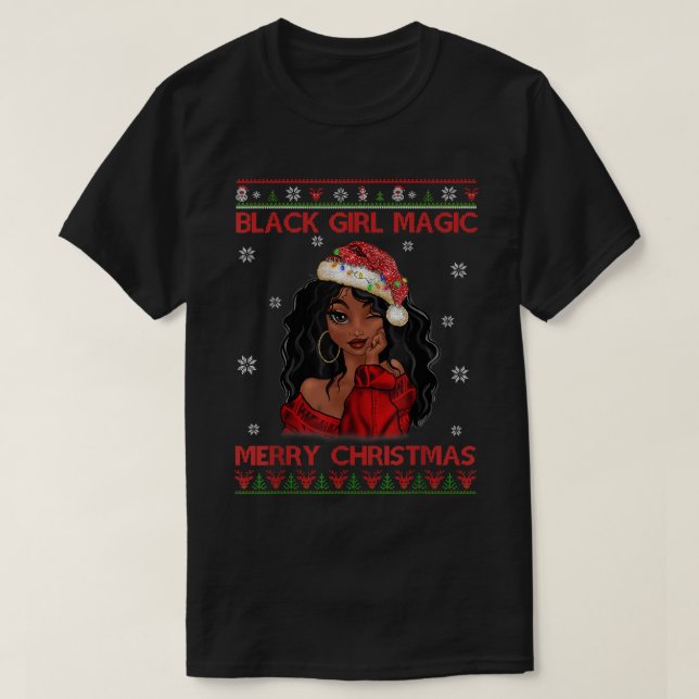 Black Girl Magic God jul African American T Shirt (Design framsida)