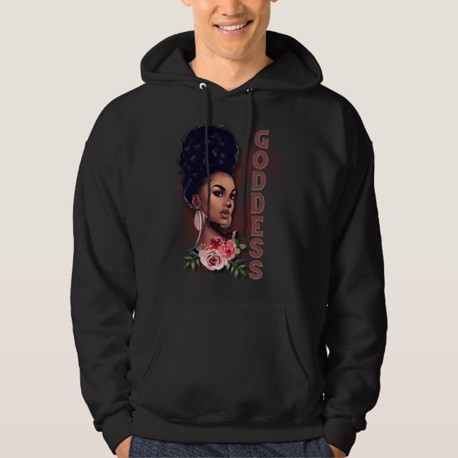 Black Girl Magic Goddess Afro Girl Faith God Stron Hoodie (Framsida)