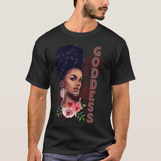 Black Girl Magic Goddess Afro Girl Faith God Stron T Shirt (Framsida)