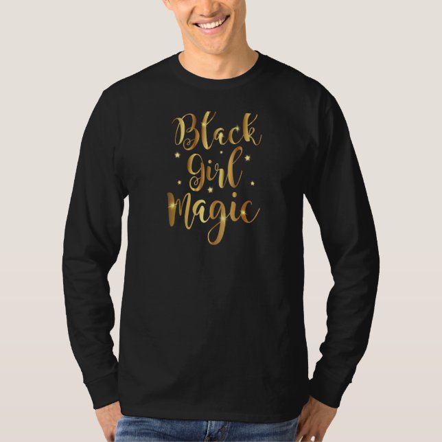 Black Girl Magic Guld Raglan T Shirt (Framsida)