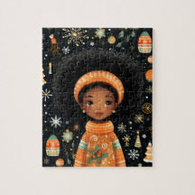 Black Girl Magic jul Puzzle för barn
