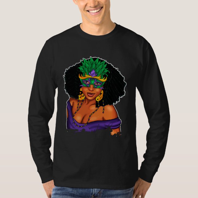 Black Girl Magic Mardi Gras  Woman Thick Fine Mask T Shirt (Framsida)