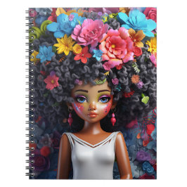 Black girl magic melanin brown skin girls flowers anteckningsbok