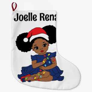 Black Girl Magic Melanin jul Brown Skin Kärlek Stor Julstrumpa