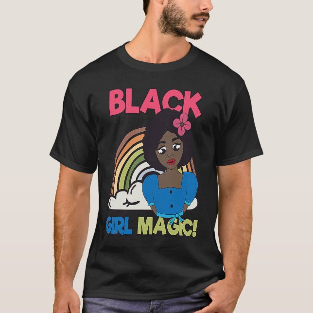 Black Girl Magic Melanin Pride African Afro Queen  T Shirt (Framsida)