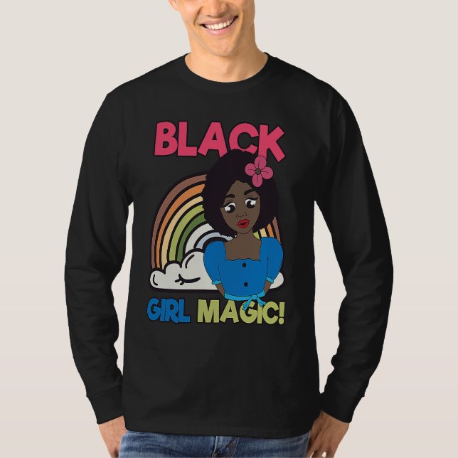 Black Girl Magic Melanin Pride African Afro Queen  T Shirt (Framsida)