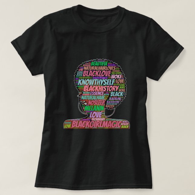 Black Girl Magic Ord Cloud T-Shirt (Design framsida)