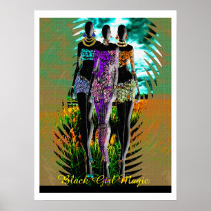 Black Girl Magic – Silhuett blandad media mode Poster