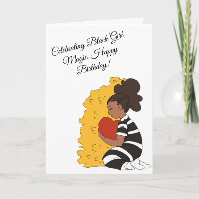 Black Girl Magthday Card Kort (Framsida)