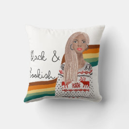 Black Girl med Blonde Braids Bok Älskare Kudde