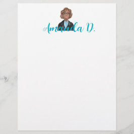 Black Girl med Glass Personlig Letterhead Brevhuvud