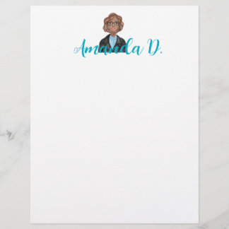 Black Girl med Glass Personlig Letterhead Brevhuvud