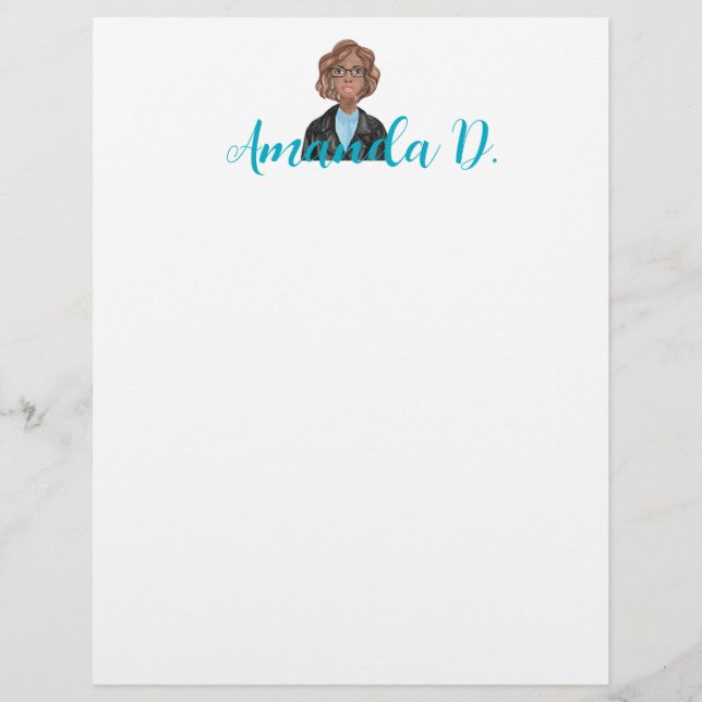Black Girl med Glass Personlig Letterhead Brevhuvud (Framsida)