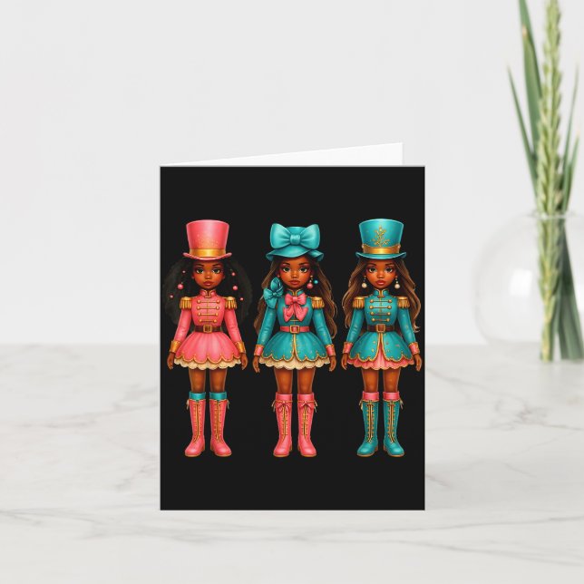 Black Girl Nutcracker Christmas Nk Nutcracker Xmas Kort (Framsida)