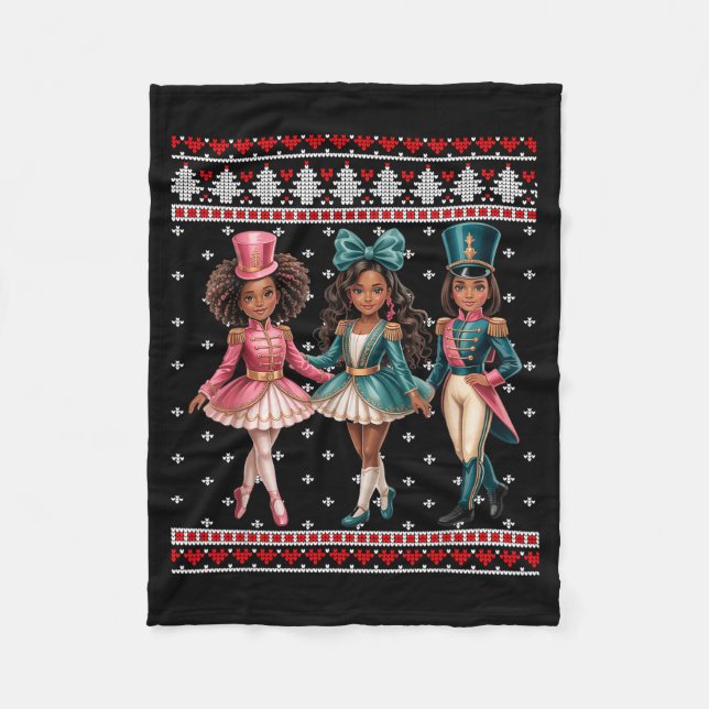 Black Girl Nutcracker Western Nutcracker Bow Ugly  Fleecefilt (Framsidan)