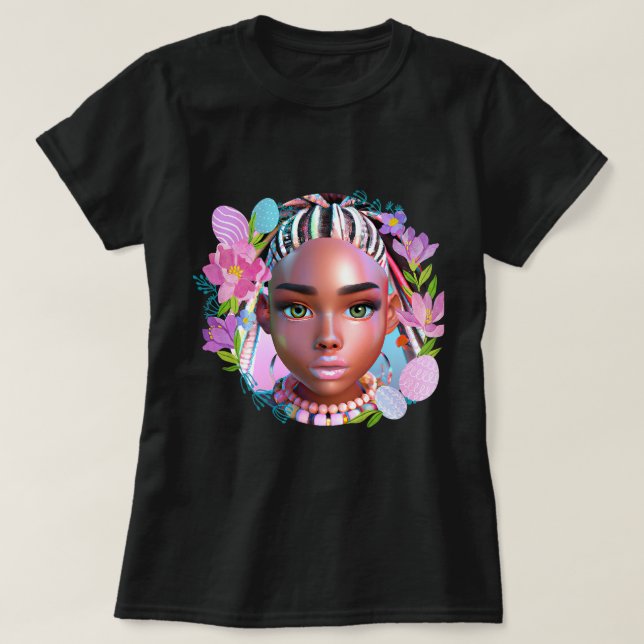 Black Girl Påsk Magic Brown Skin Girls Vår Ea T Shirt (Design framsida)