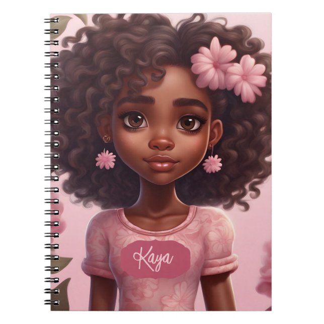 Black Girl Personlig Notebook Anteckningsbok (Framsidan)