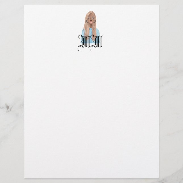 Black Girl Personlig Stationery Brevhuvud (Framsida)