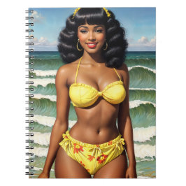 Black Girl Pinup Melanin Bikini Model Anteckningsbok