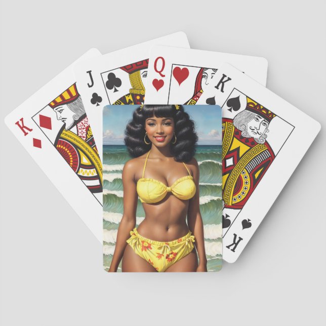 Black Girl Pinup Melanin Bikini Model Casinokort (Baksidan)