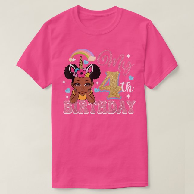 Black Girl Princess My 4th Birthday Girls Kids Bir T Shirt (Design framsida)