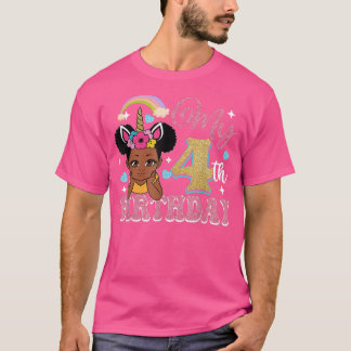 Black Girl Princess My 4th Birthday Girls Kids Bir T Shirt