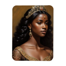 Black Girl Queen Wearing Guld Krona Magnet