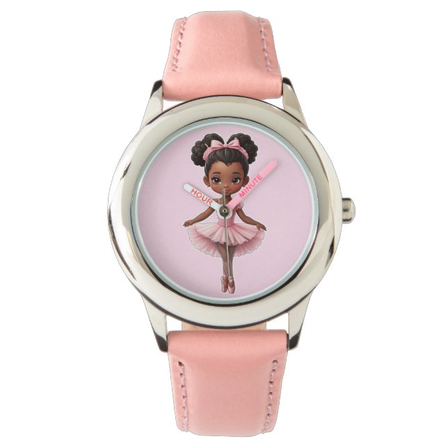Black Girl Rosa Ballerina Ballet Armbandsur (Framsida)