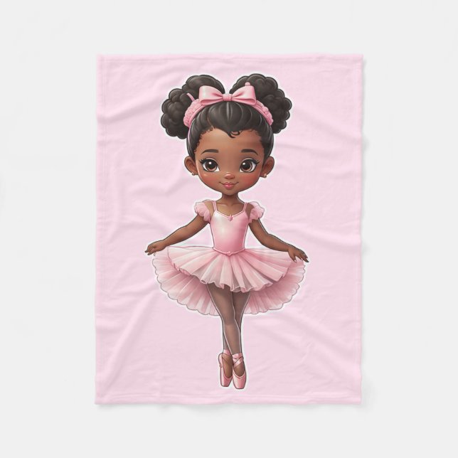 Black Girl Rosa Ballerina Ballet Fleecefilt (Framsidan)