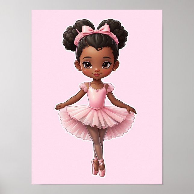 Black Girl Rosa Ballerina Ballet Poster (Framsidan)