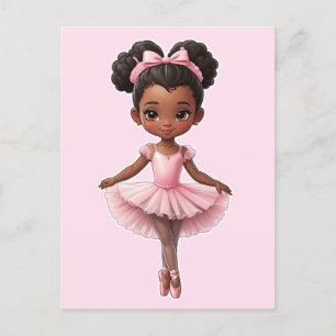 Black Girl Rosa Ballerina Ballet Vykort