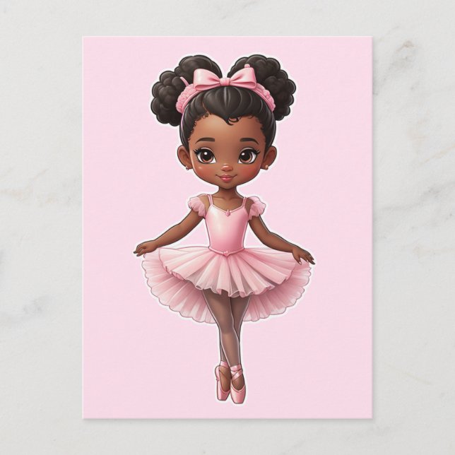 Black Girl Rosa Ballerina Ballet Vykort (Framsida)