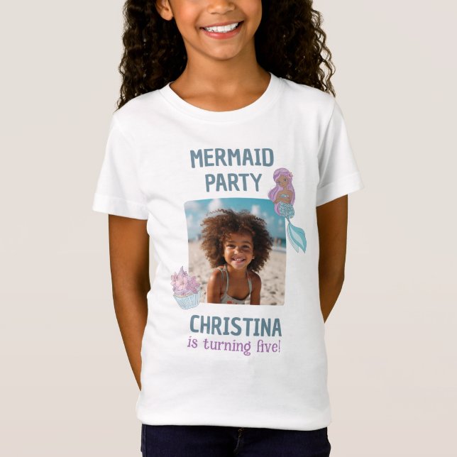 Black Girl Sjöjungfru Födelsedagsfest Anpassningsb T Shirt (Framsida)